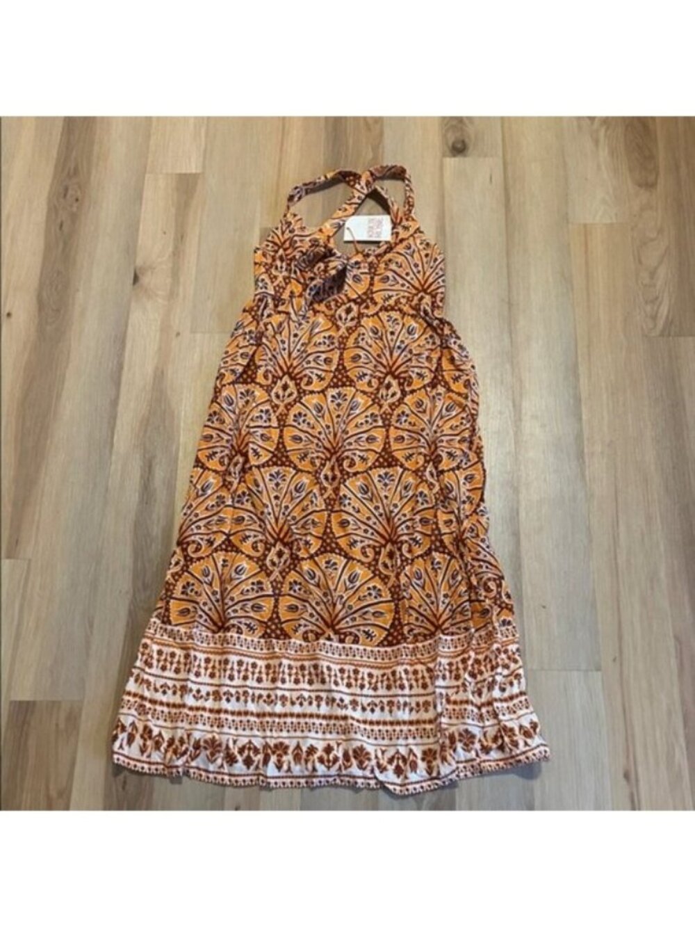 Knox Rose Vibrant Orange and Brown Dress